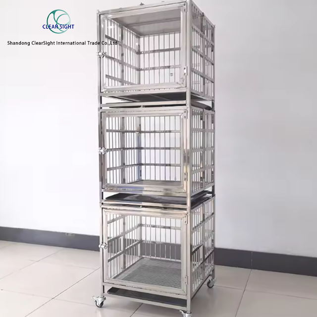 Folding Stainless Steel Glass Dog Cage