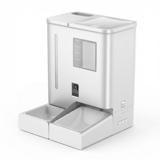 New Arrival 2026 Pet Feeder Automatic Wifi with Camera Microchip Activated Two-Way Audio 2-in-1 Food & Water Durable