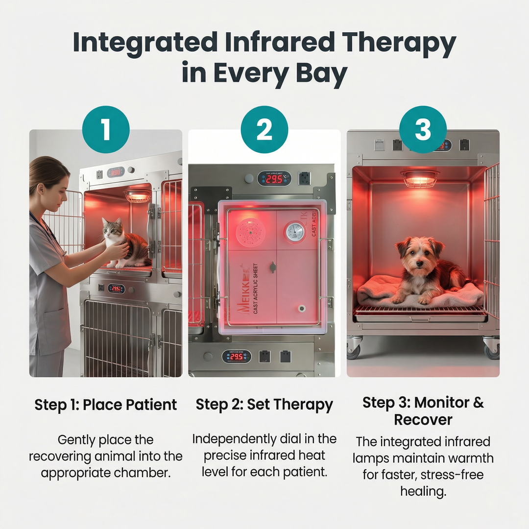 Veterinary Transparent Acrylic Oxygen Cage Chamber with Adjustable Flow Meter for Cats and Dogs Pet Hospital Clinic Use