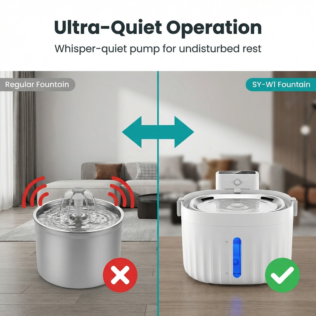 Innovation Award Winner Pet Water Fountain Auto-Circulation 2.6L ABS Plastic Stainless Steel Easy to Clean for Kittens for Dogs