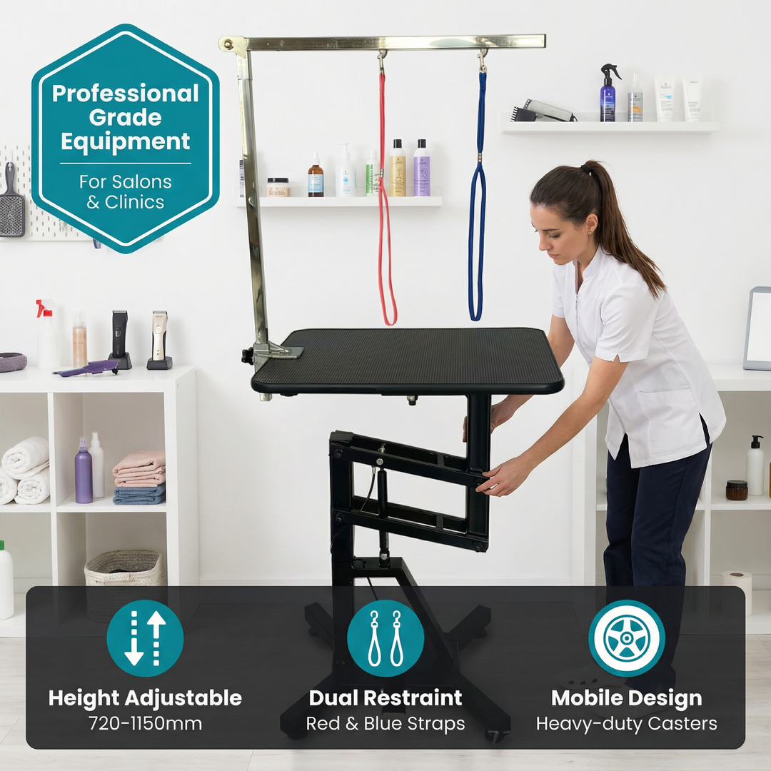 Portable Design and Adjustable Height Pet Grooming Table for Easy Pet Grooming and Professional Salon Use at Home Work