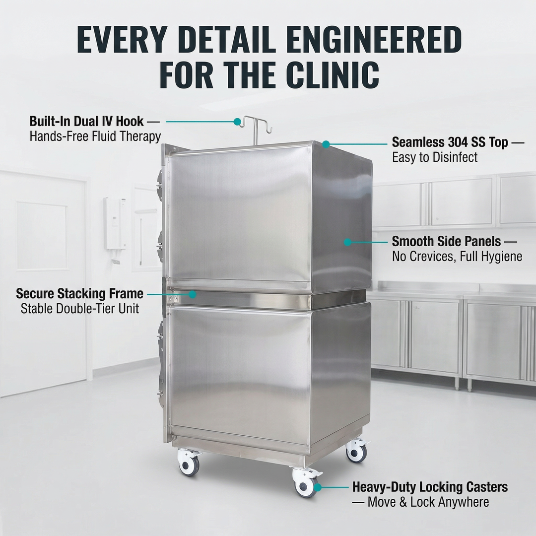 Heavy Duty Commercial Grade Vet Enclosure cat Cage Stainless Steel with Secure Locking System in Modern Animal Hospitals