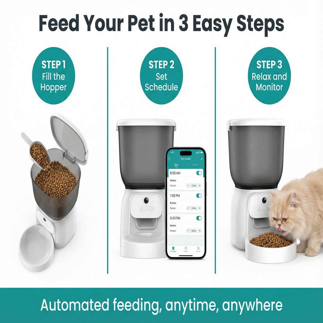 Best Quality Pet Feeder with Camera Gravity Feed Large Capacity 8L Stainless Steel up to 4 Meals Per Day