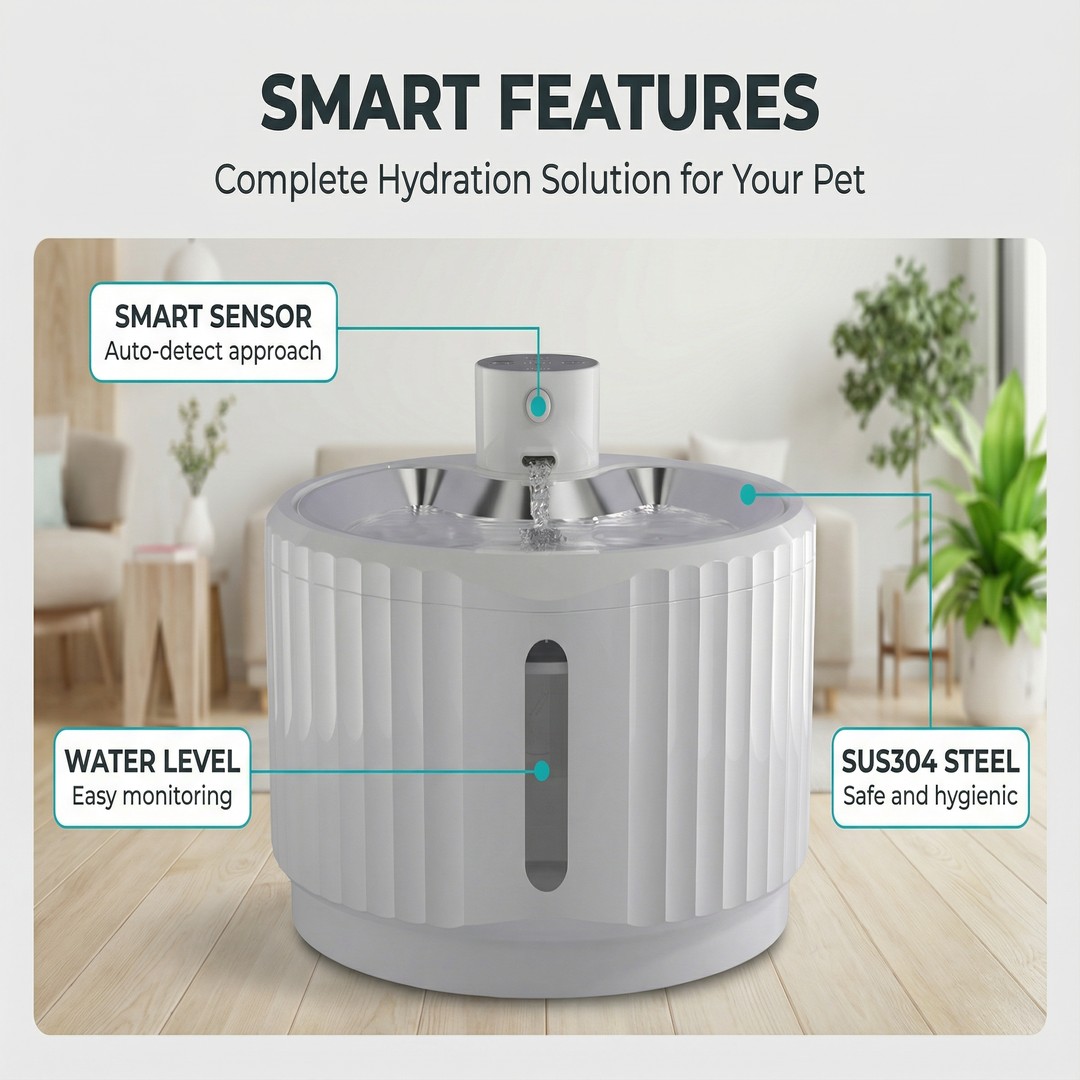New Arrival Cat Water Fountain UV Sterilization 12L Food-Safe Material Carbon Filter Adjustable Flow Rate Countertop