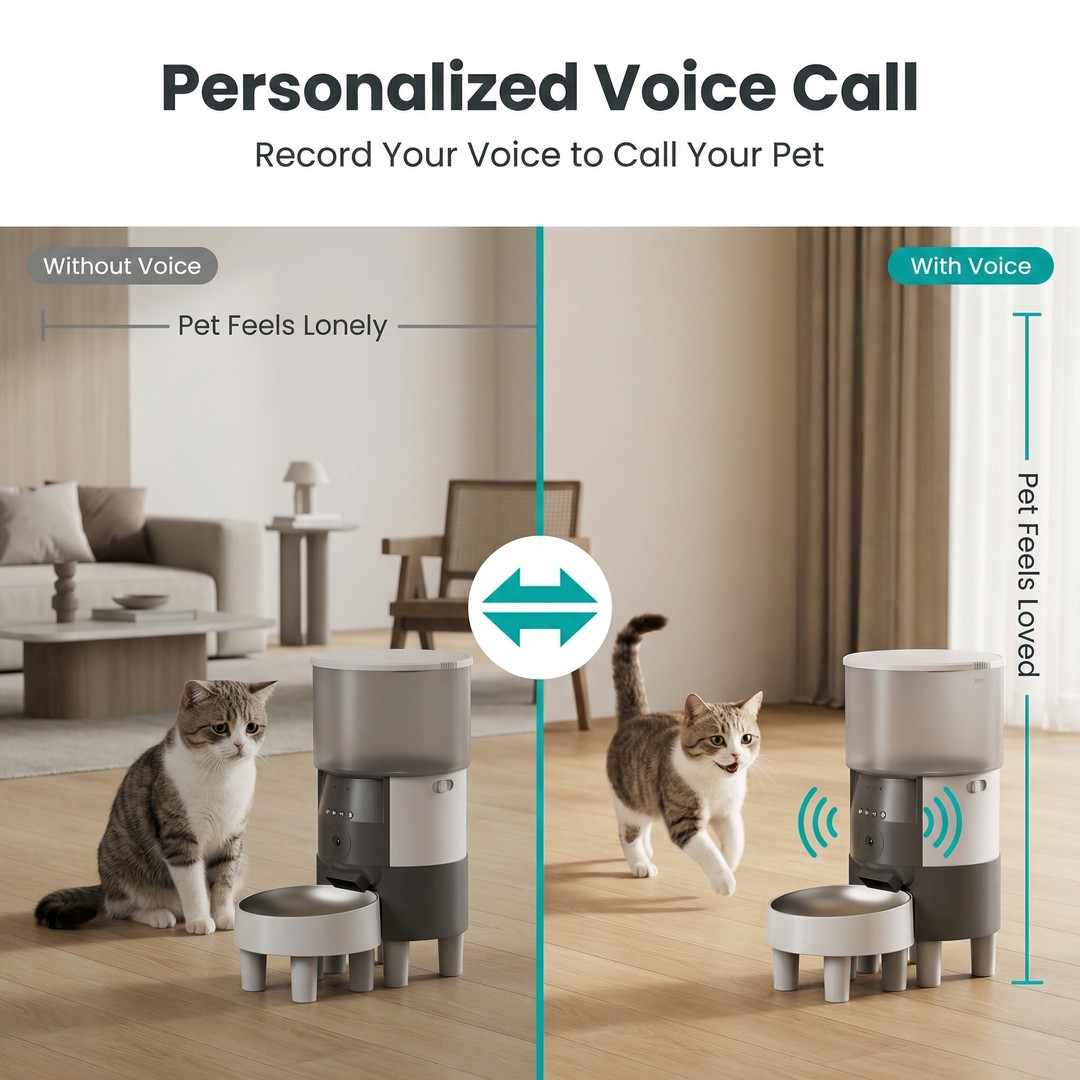 Smart Pet Food Dispenser Dual Power Supply WiFi App Control 6L Food-Grade Material Single Bowl Programmable Schedule