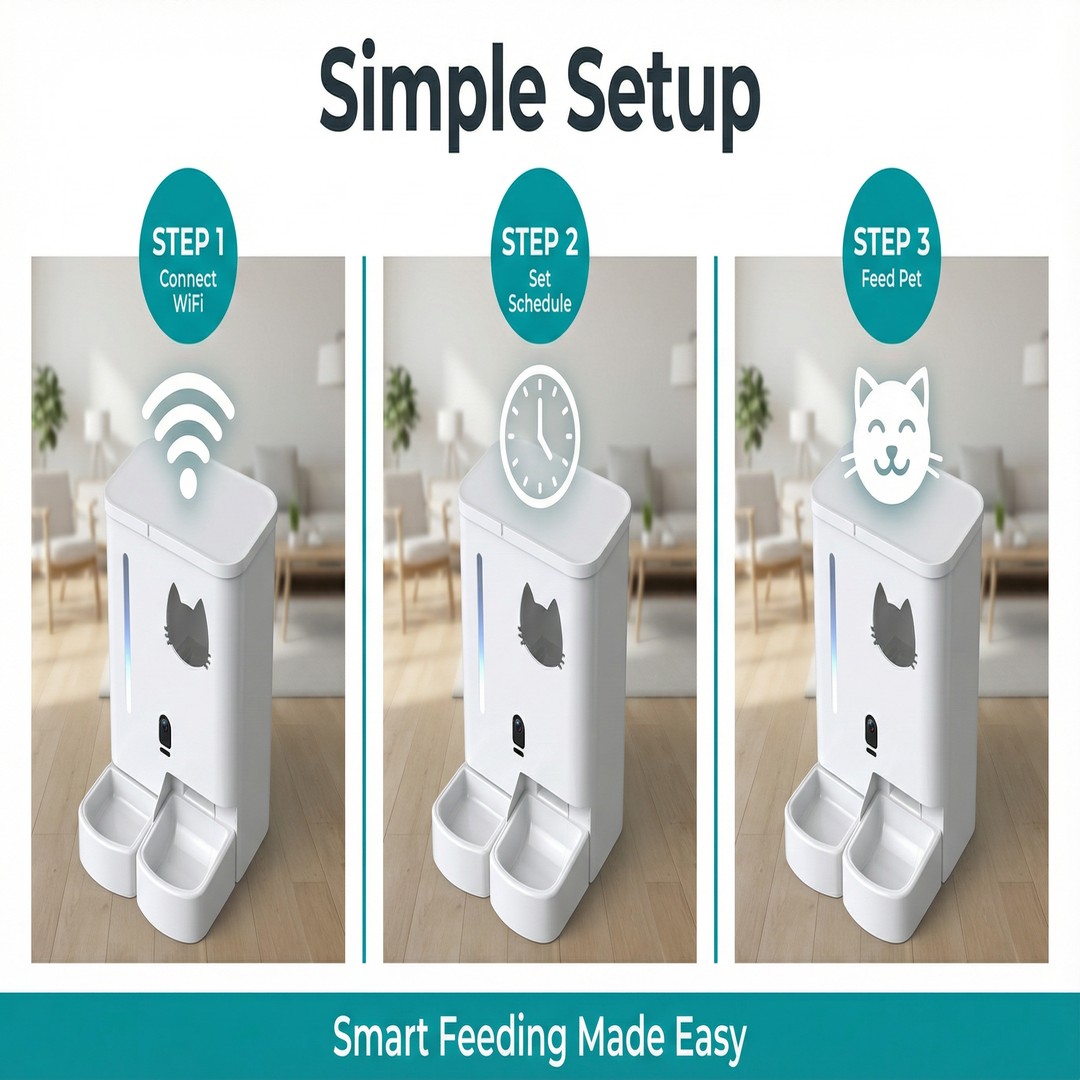 Trending Products 2026 Pet Bowls & Feeders Easy to Clean Night Vision Camera 135oz Eco-Friendly ABS Dual Bowl Design