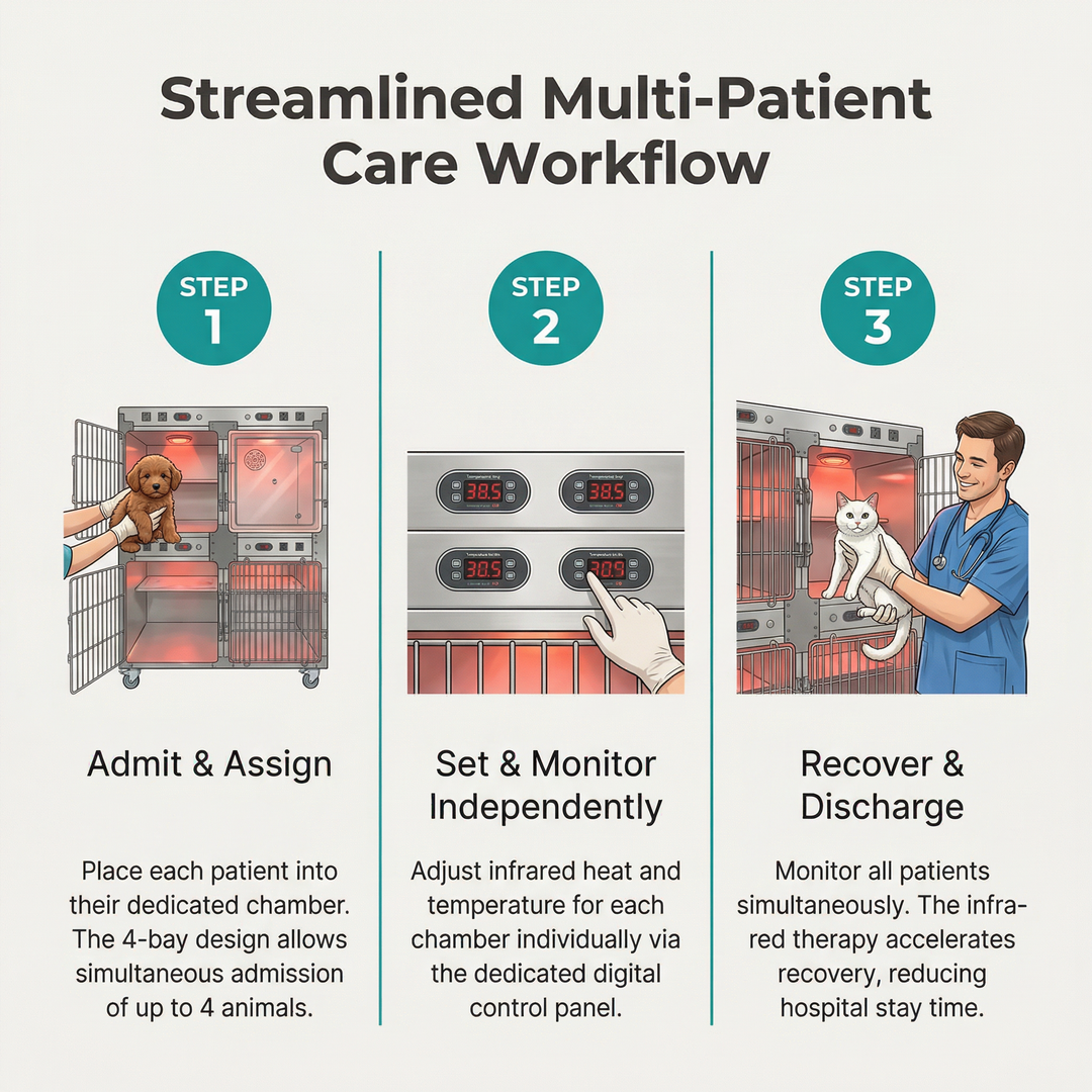 Veterinary Transparent Acrylic Chamber with Adjustable Flow Meter for Cats and Dogs Hospital Clinic Use Oxygen Cage Pet