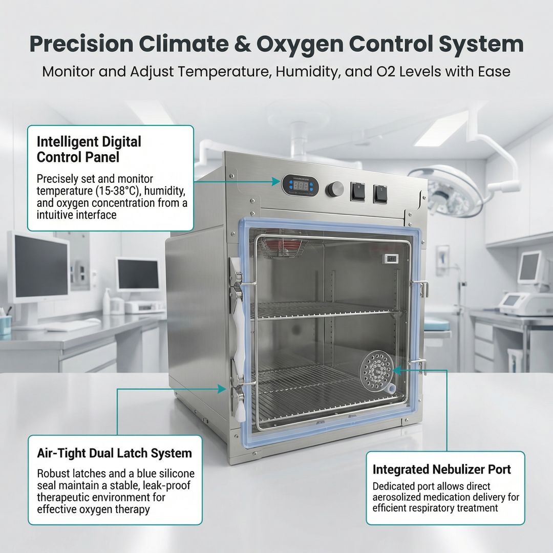 Veterinary Transparent Acrylic Chamber with Adjustable Flow Meter for Pet Hospital Clinic Emergency Oxygen Cage for Cats