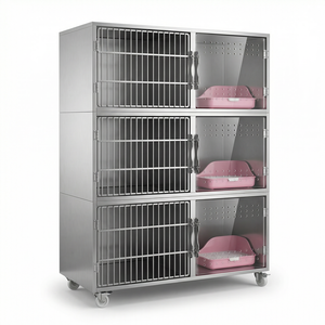 Multi-level Indoor Stainless Steel cat Cage House with Hammock and Ladder for Kittens and Small Pets to Play Rest Sleep