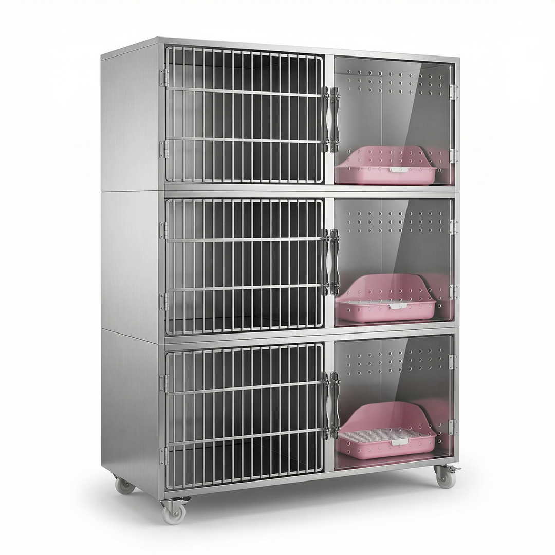 Multi-level Indoor Stainless Steel cat Cage House with Hammock and Ladder for Kittens and Small Pets to Play Rest Sleep