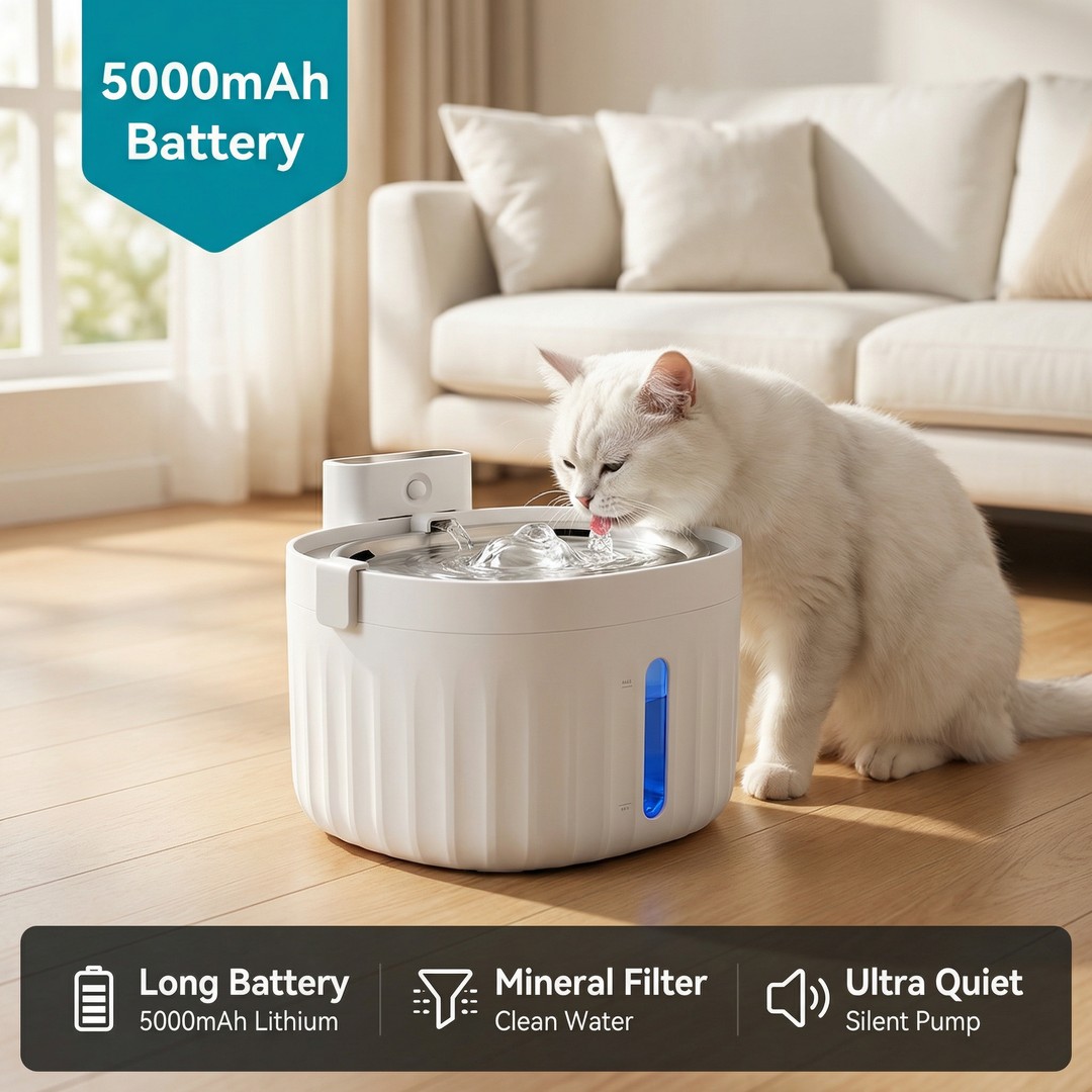 Innovation Award Winner Pet Water Fountain Auto-Circulation 2.6L ABS Plastic Stainless Steel Easy to Clean for Kittens for Dogs