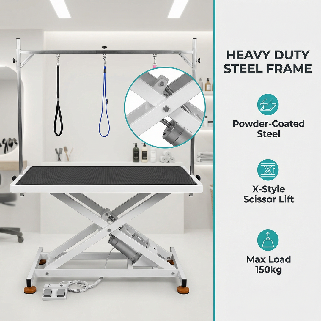 Electric Pet Grooming Table with Durable Design and Adjustable Height for Easy Pet Grooming and Professional Salon Work