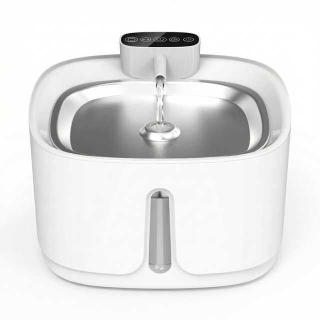 Innovation Award Winner Water Fountain for Cats Triple Filtration System UV Sterilization 3.2L ABS Plastic Flat Bowl