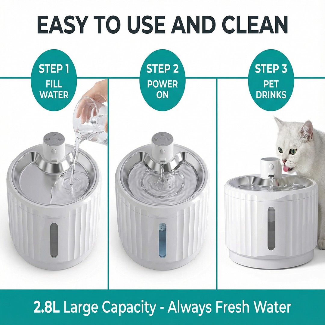 New Arrival Cat Water Fountain UV Sterilization 12L Food-Safe Material Carbon Filter Adjustable Flow Rate Countertop