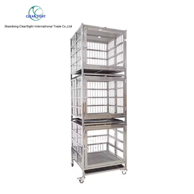 Folding Stainless Steel Glass Dog Cage