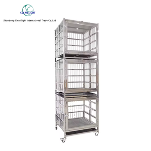 Folding Stainless Steel Glass Dog Cage