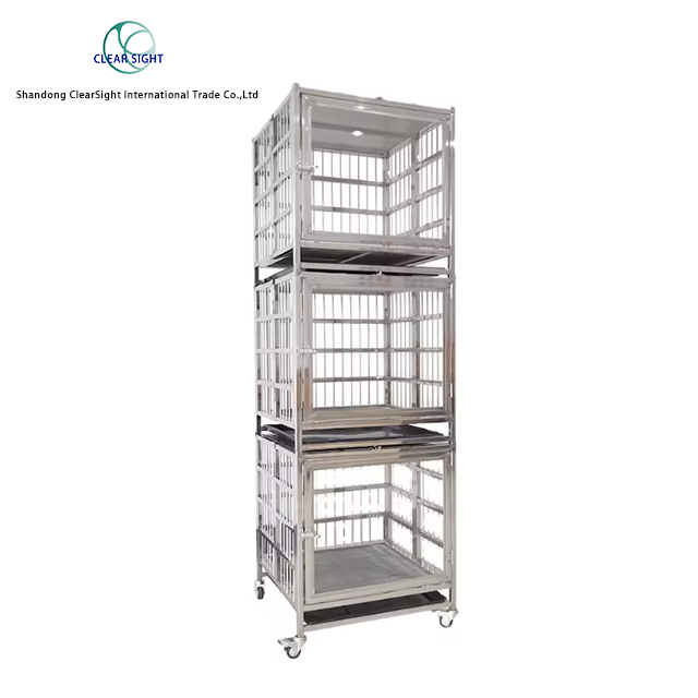 Folding Stainless Steel Glass Dog Cage