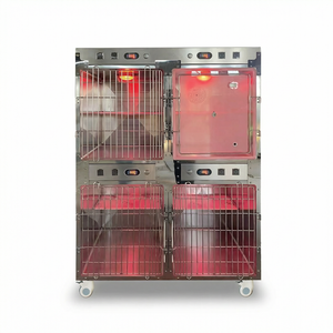 Veterinary Transparent Acrylic Chamber with Adjustable Flow Meter for Cats and Dogs Hospital Clinic Use Oxygen Cage Pet