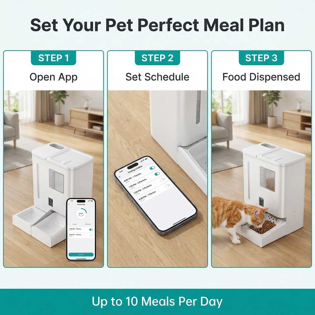 New Arrival 2026 Pet Feeder Automatic Wifi with Camera Microchip Activated Two-Way Audio 2-in-1 Food & Water Durable