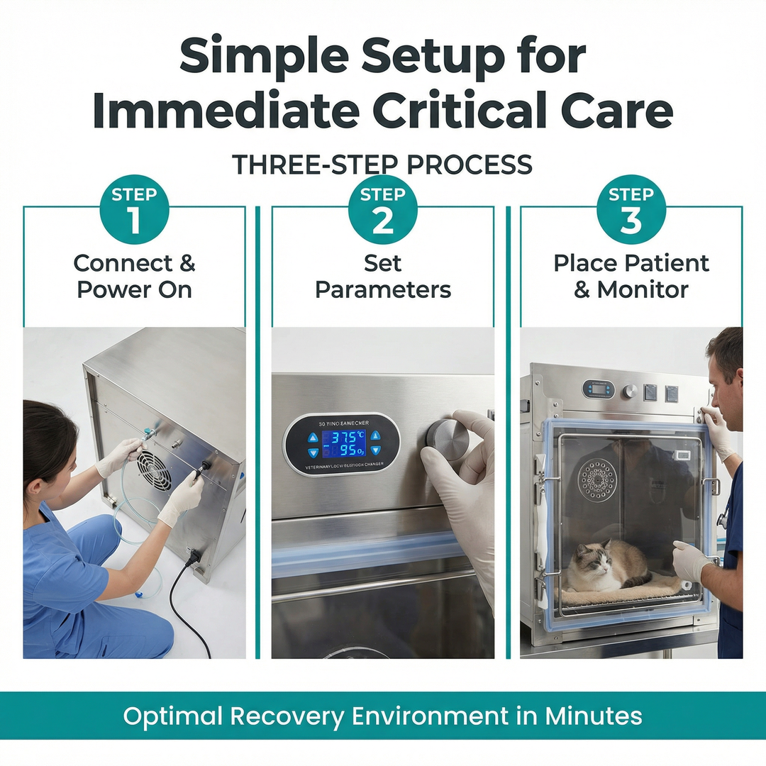 Veterinary Transparent Acrylic Chamber with Adjustable Flow Meter for Pet Hospital Clinic Emergency Oxygen Cage for Cats