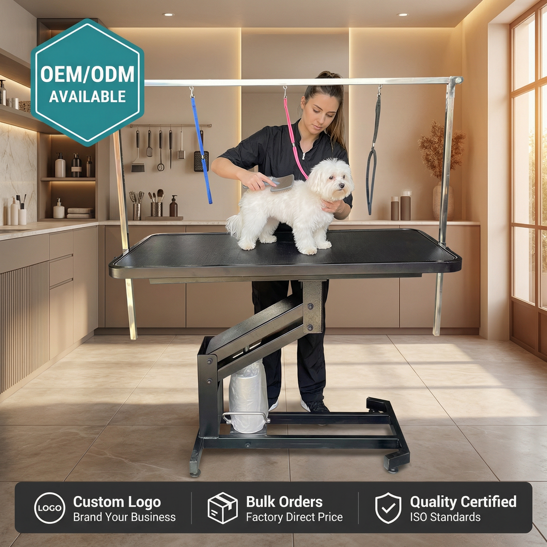 Advanced Pet Care Grooming Tool Sturdy Metal Frame 500-900mm Double Arms for Safe Pet Handling Hydraulic Grooming Table
