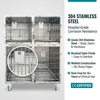 Heavy Duty Commercial Grade Vet Enclosure Stainless Cage for Dogs with Secure Locking System for Routine Animal Boarding
