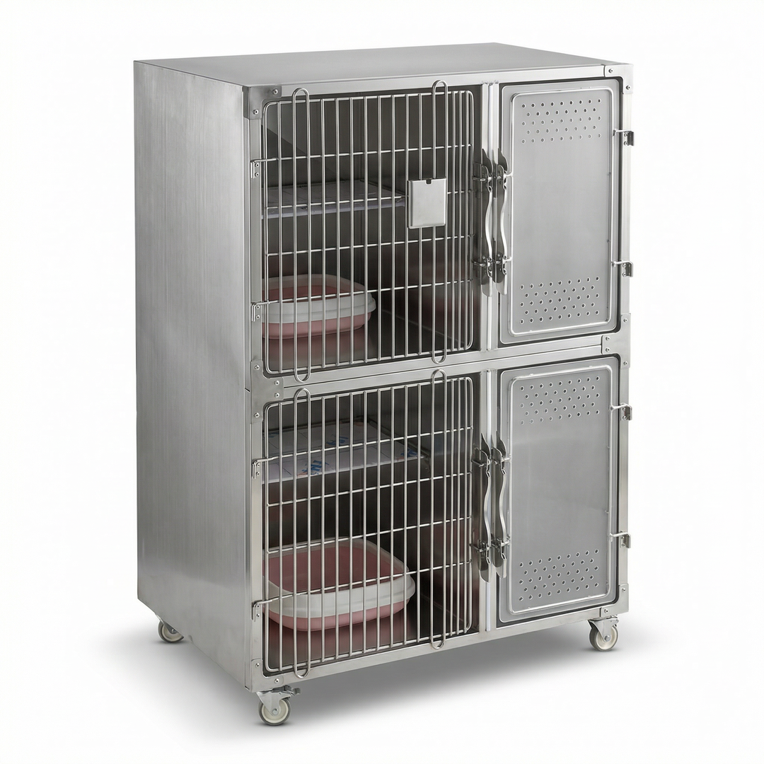 Heavy Duty Foldable Wire Crate with Secure Double Door and Removable Tray for Indoor Outdoor Use Dog Metal Cage for Pets