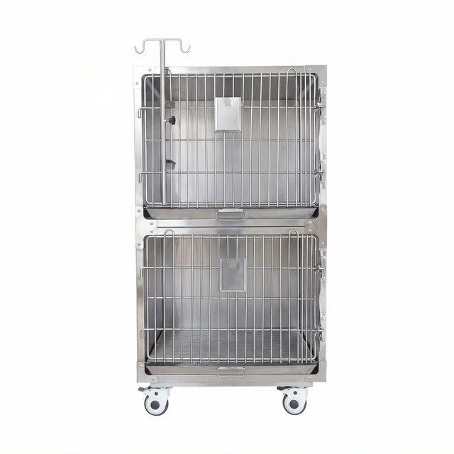 Heavy Duty Commercial Grade Vet Enclosure cat Cage Stainless Steel with Secure Locking System in Modern Animal Hospitals