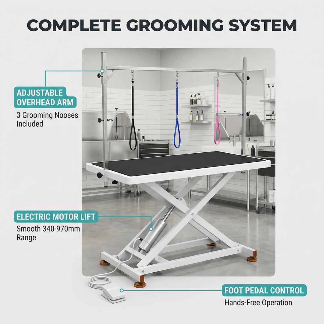 Electric Pet Grooming Table with Durable Design and Adjustable Height for Easy Pet Grooming and Professional Salon Work