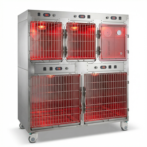 Veterinary Transparent Acrylic Oxygen Cage Chamber with Adjustable Flow Meter for Cats and Dogs Pet Hospital Clinic Use