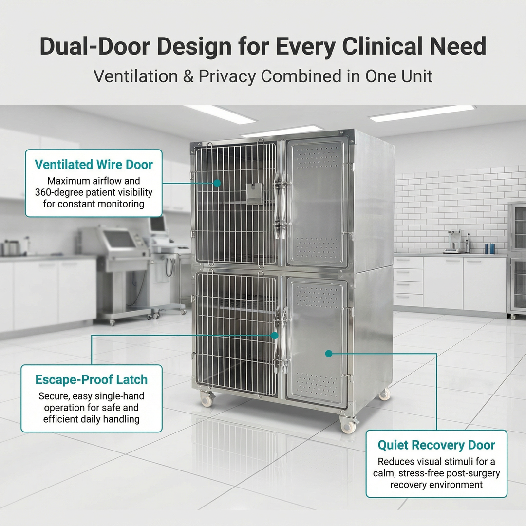 Heavy Duty Foldable Wire Crate with Secure Double Door and Removable Tray for Indoor Outdoor Use Dog Metal Cage for Pets