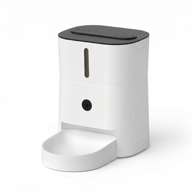 Upgraded Automatic Pet Feeder Battery Backup Remote Monitoring Single Bowl Wall-Mountable Freshness Lock