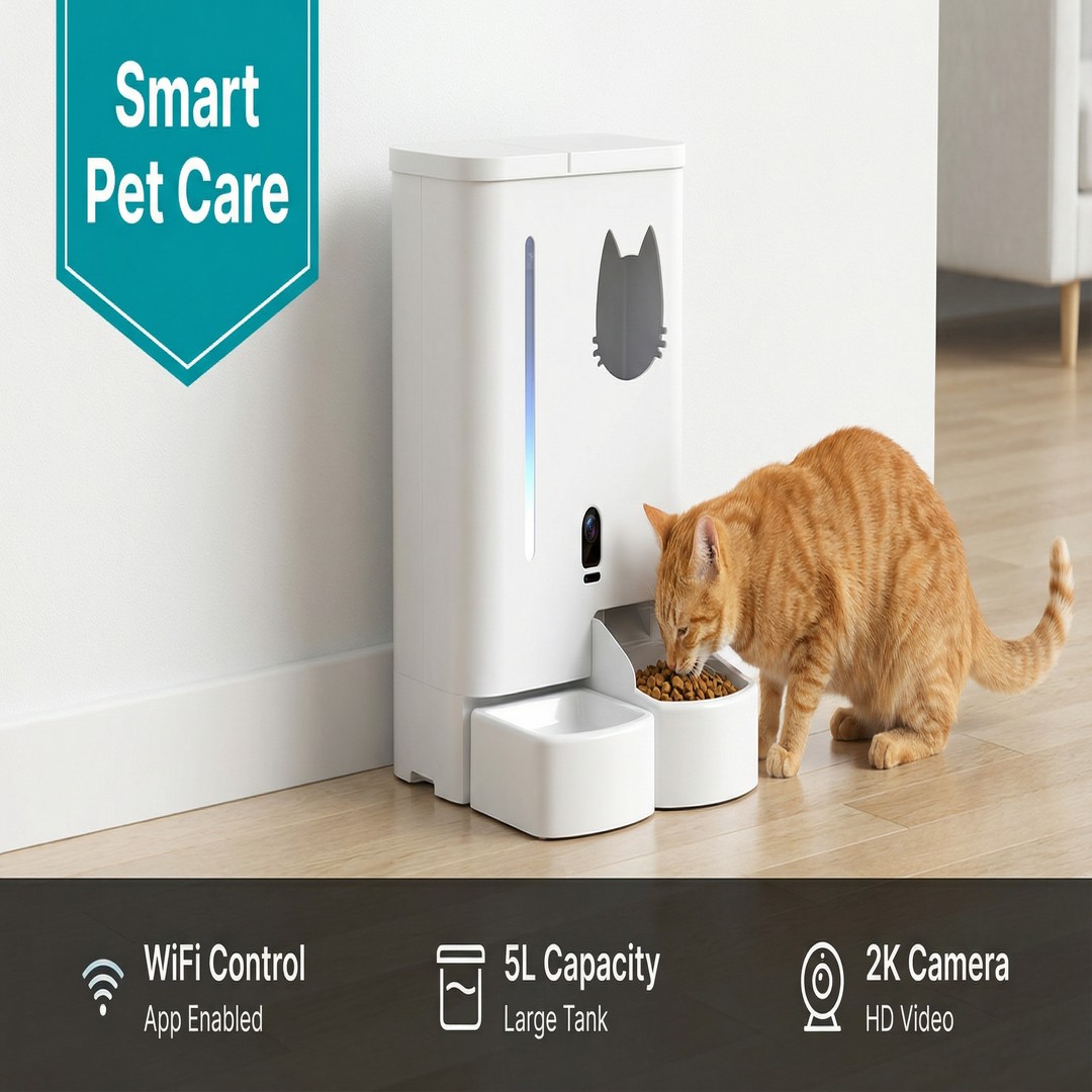 Trending Products 2026 Pet Bowls & Feeders Easy to Clean Night Vision Camera 135oz Eco-Friendly ABS Dual Bowl Design