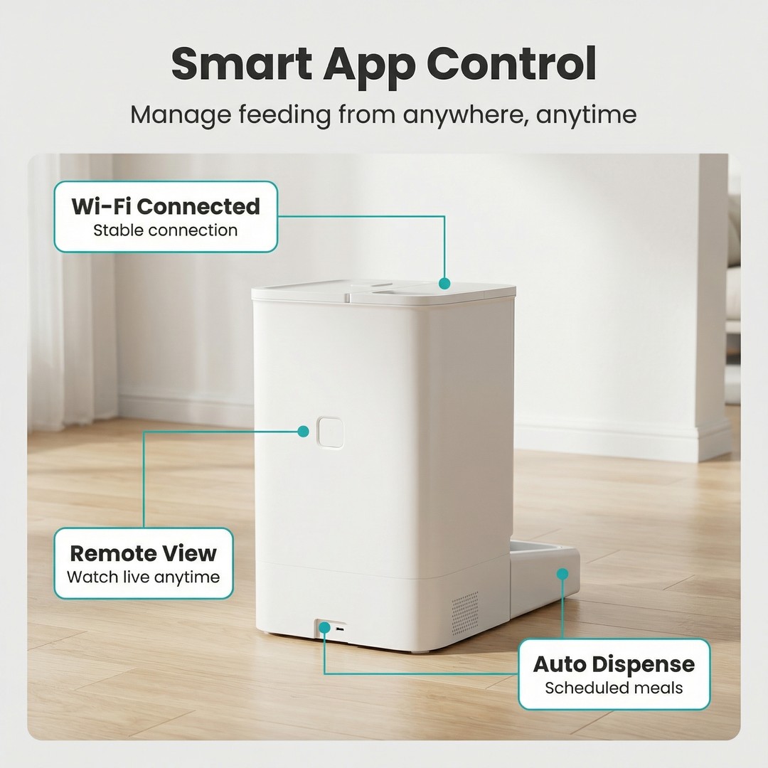 New Arrival 2026 Pet Feeder Automatic Wifi with Camera Microchip Activated Two-Way Audio 2-in-1 Food & Water Durable