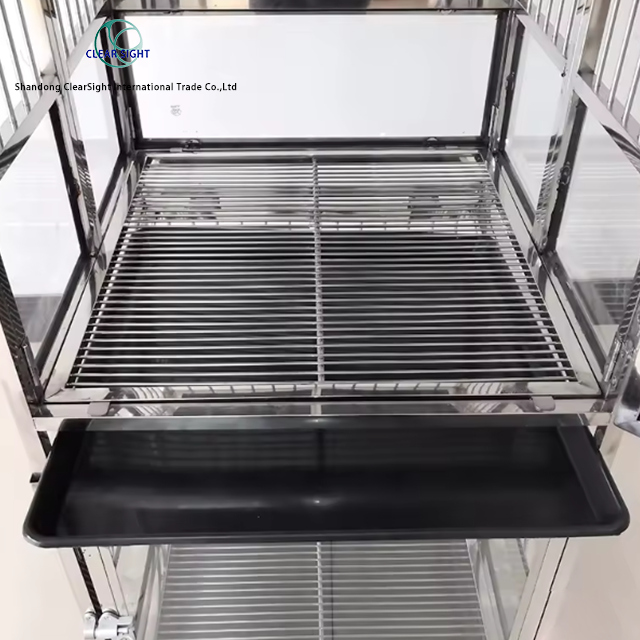 Folding Stainless Steel Glass Dog Cage