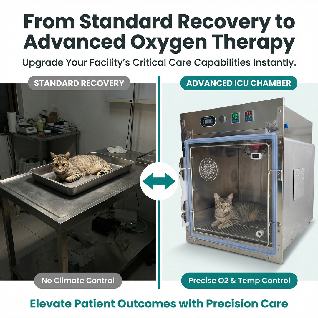 Veterinary Transparent Acrylic Chamber with Adjustable Flow Meter for Pet Hospital Clinic Emergency Oxygen Cage for Cats