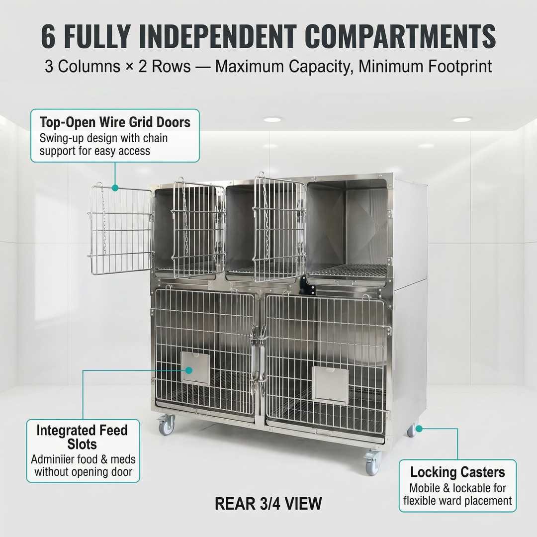 Heavy Duty Commercial Grade Vet Enclosure Pet Cages Dog Kennel with Secure Locking System for Comfortable Pet Recovery