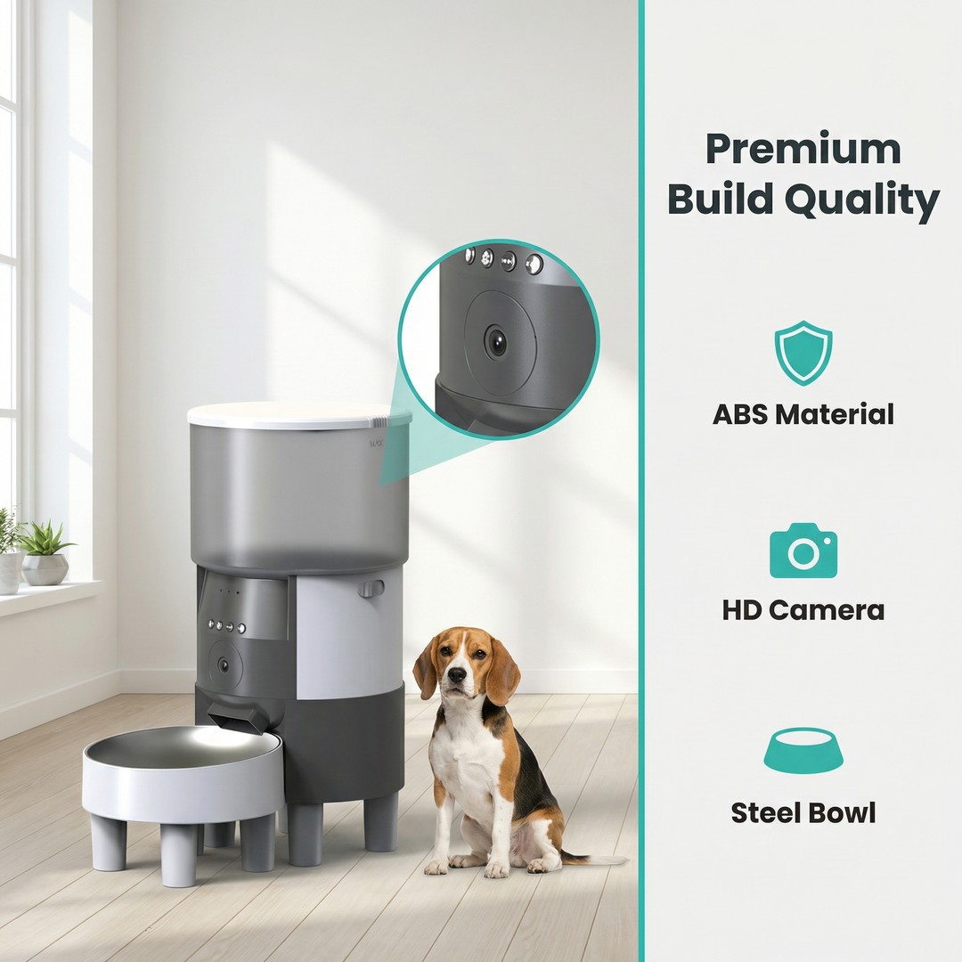 Smart Pet Food Dispenser Dual Power Supply WiFi App Control 6L Food-Grade Material Single Bowl Programmable Schedule