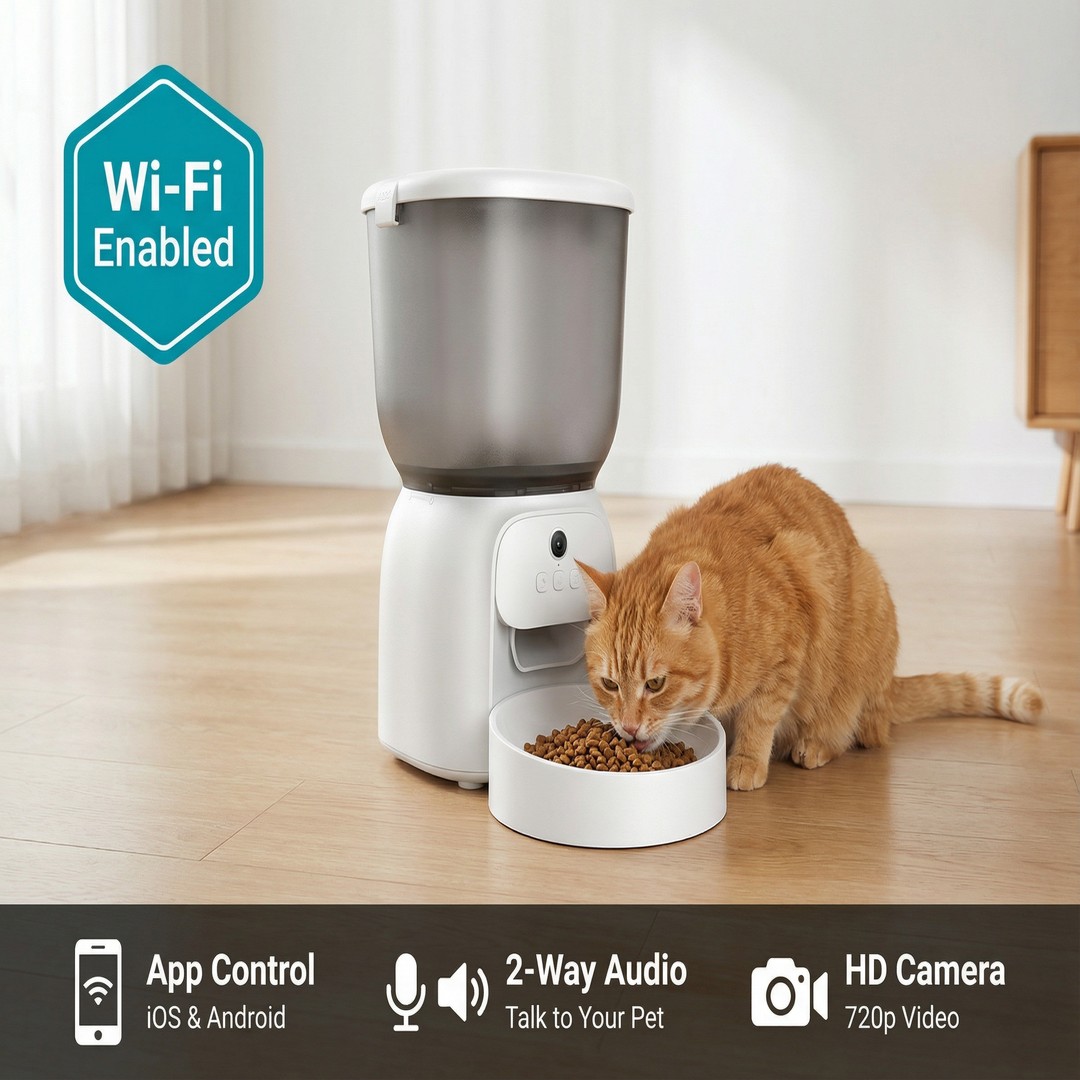 Best Quality Pet Feeder with Camera Gravity Feed Large Capacity 8L Stainless Steel up to 4 Meals Per Day