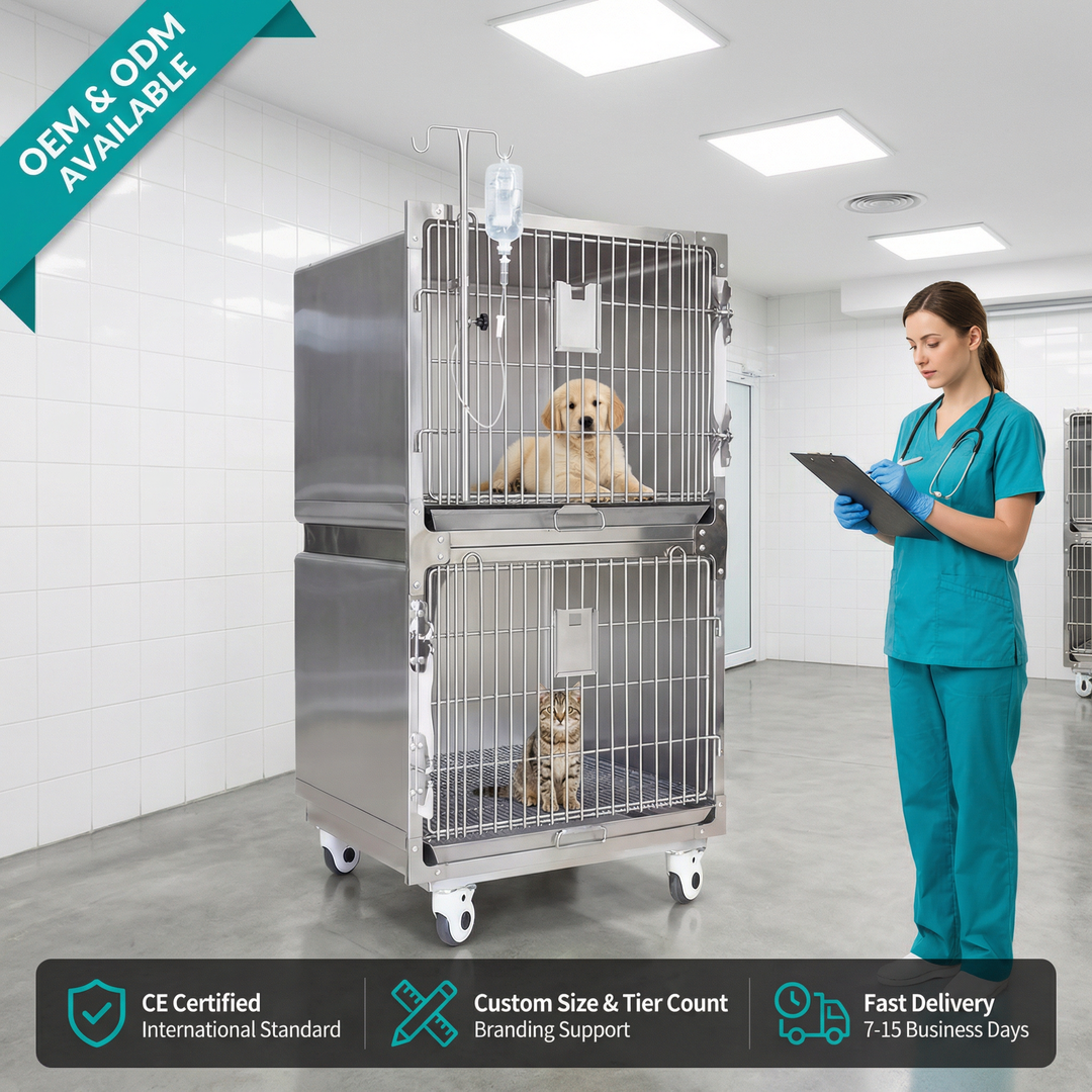 Heavy Duty Commercial Grade Vet Enclosure cat Cage Stainless Steel with Secure Locking System in Modern Animal Hospitals