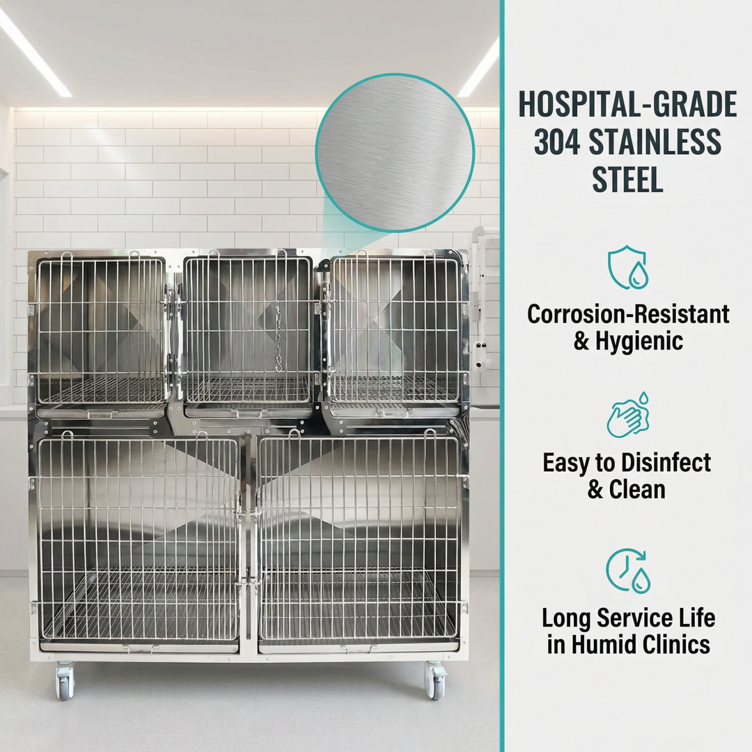 Heavy Duty Commercial Grade Vet Enclosure Pet Cages Dog Kennel with Secure Locking System for Comfortable Pet Recovery