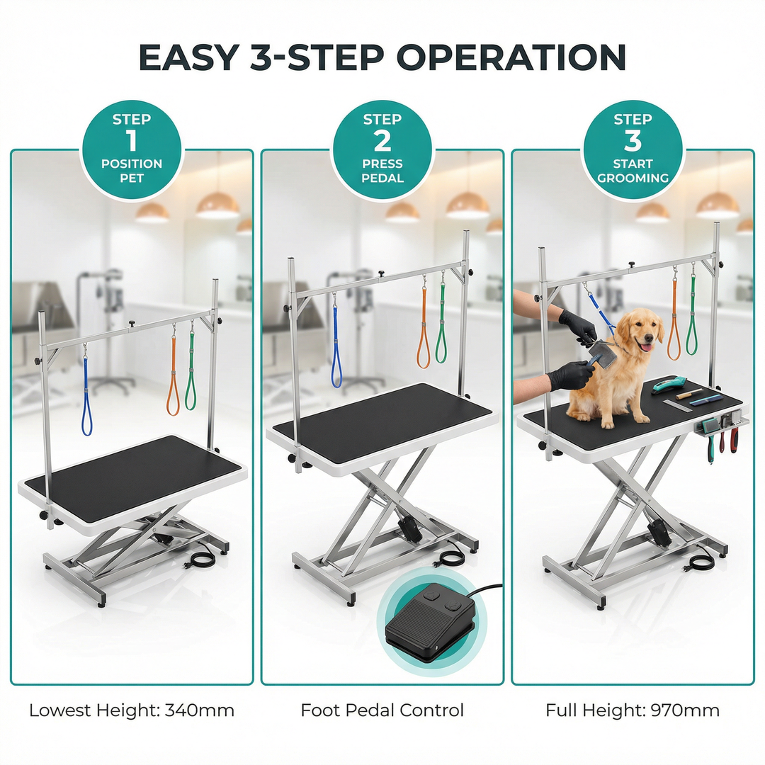 Electric Pet Grooming Table with Durable Design and Adjustable Height for Easy Pet Grooming and Professional Salon Work