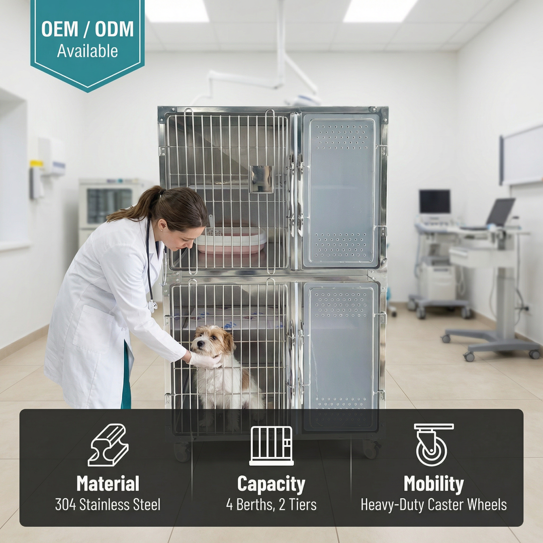 Heavy Duty Foldable Wire Crate with Secure Double Door and Removable Tray for Indoor Outdoor Use Dog Metal Cage for Pets