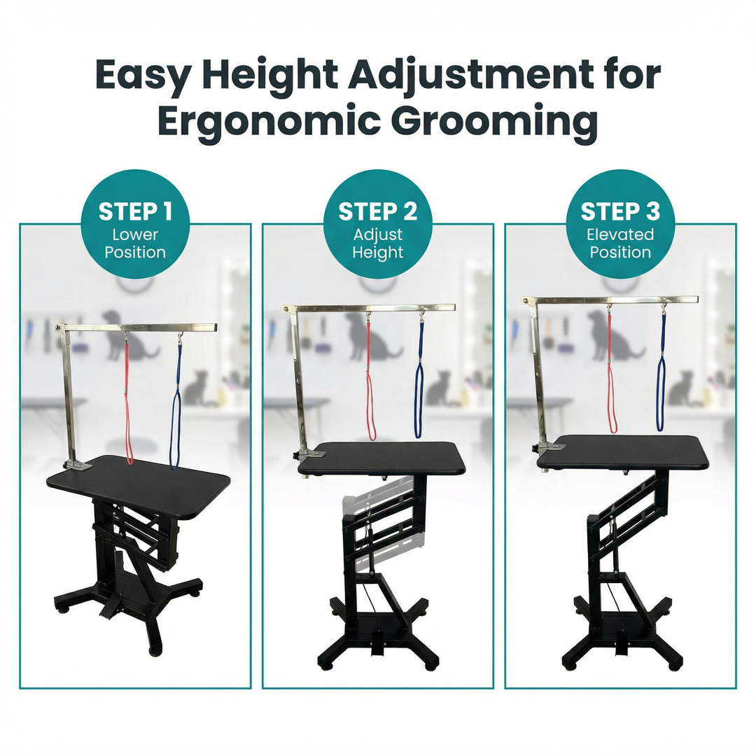 Portable Design and Adjustable Height Pet Grooming Table for Easy Pet Grooming and Professional Salon Use at Home Work