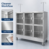 304 Stainless Steel 6 Unit Veterinary Cage Bank