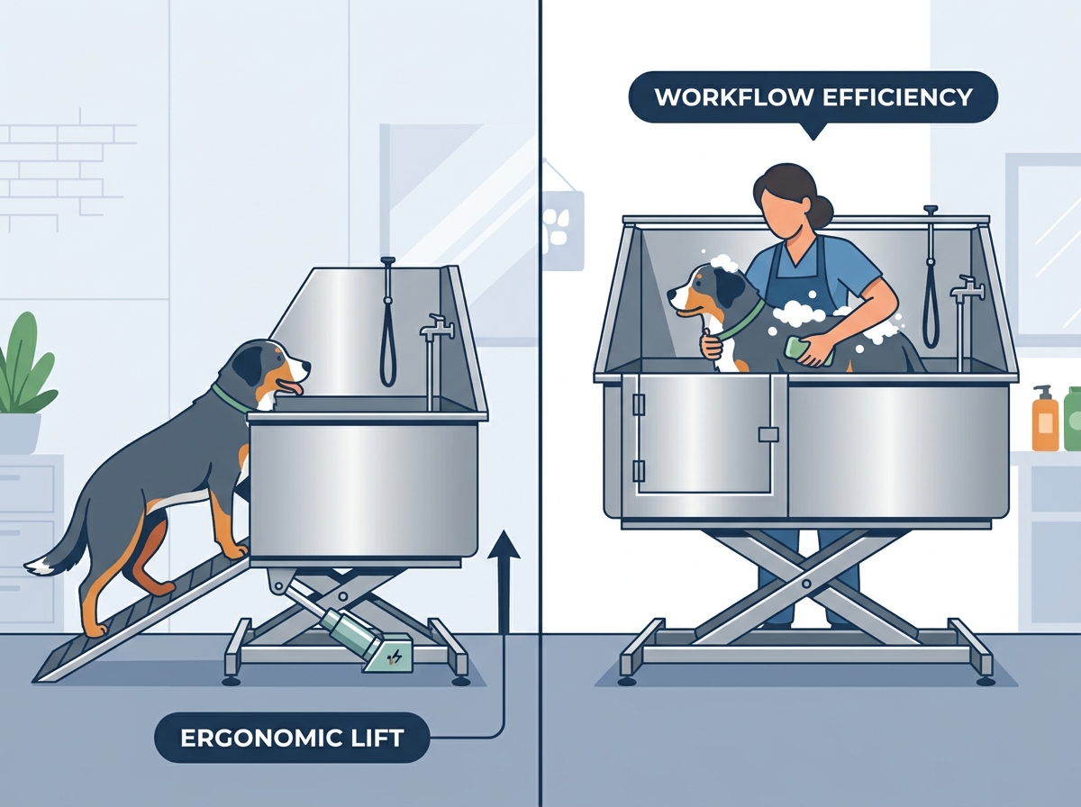 Modern stainless steel pet bathtub