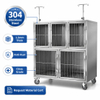 304 Stainless Steel 5-Compartment Veterinary Cage Bank