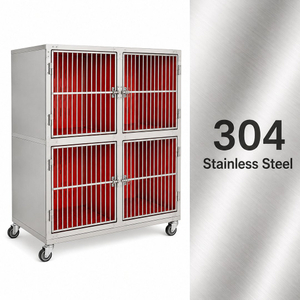 304 Stainless 4-Compartment Veterinary ICU Oxygen Cage