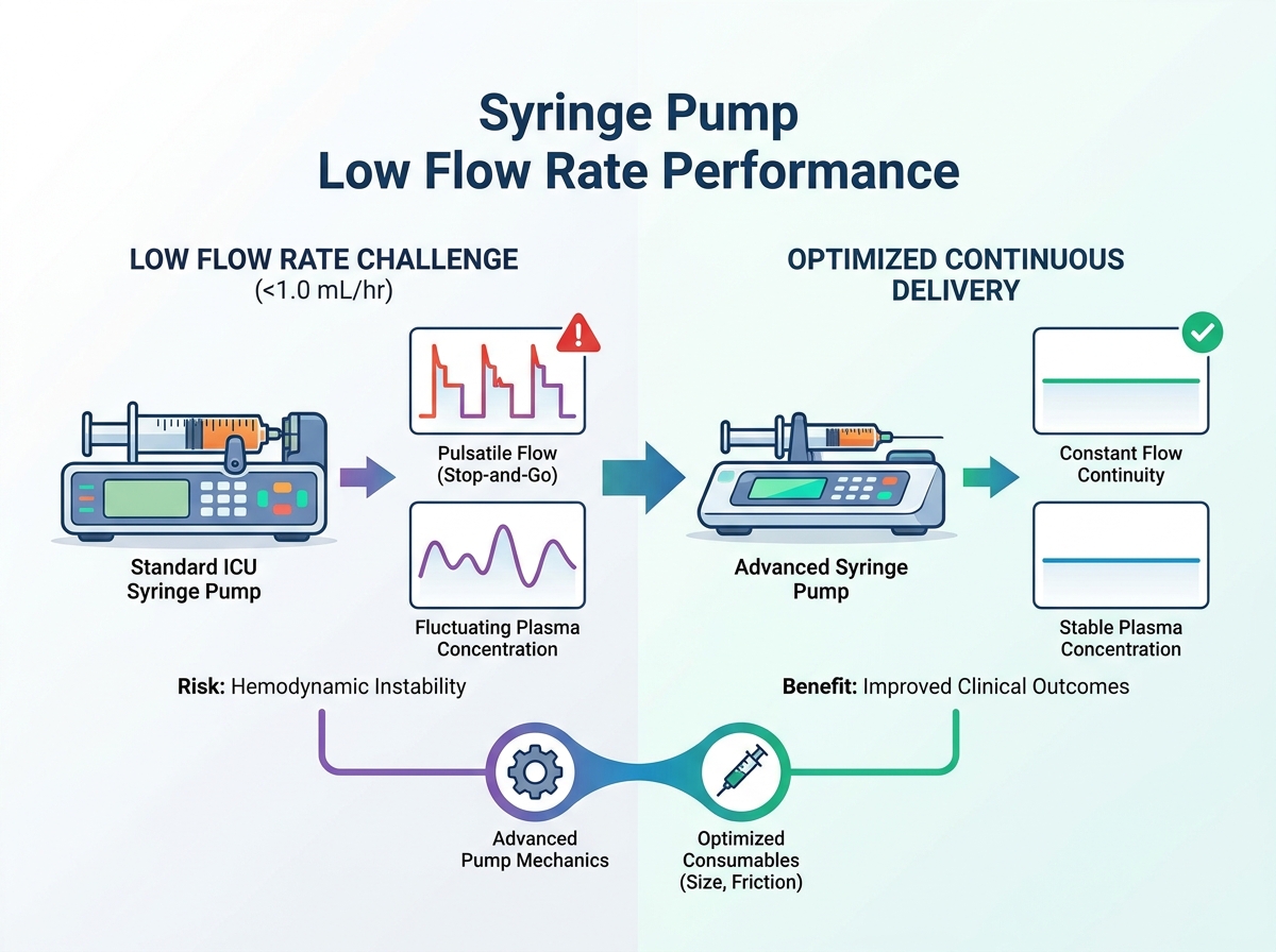 Precision ICU Syringe Pump managing low flow intravenous delivery